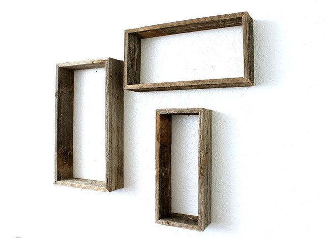 Set of Three Gray Wood Hanging Dimensional Sculpture HomeRoots
