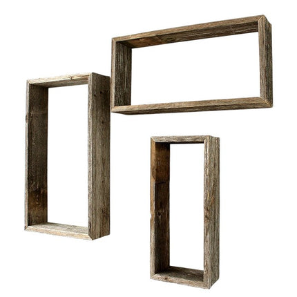 Set of Three Gray Wood Hanging Dimensional Sculpture HomeRoots
