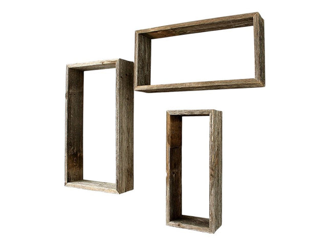 Set of Three Gray Wood Hanging Dimensional Sculpture HomeRoots