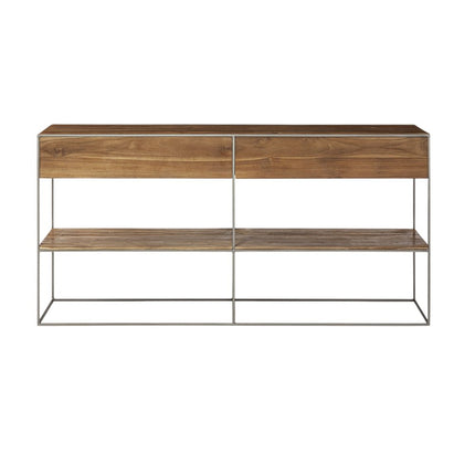 63" Brown Solid Wood Two Drawer Sideboard HomeRoots