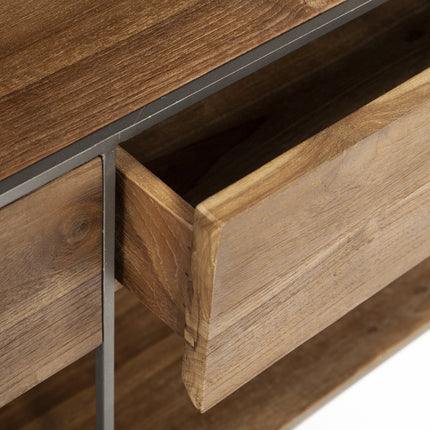 63" Brown Solid Wood Two Drawer Sideboard HomeRoots
