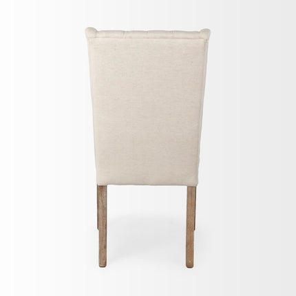 Tufted Cream and Brown Upholstered Linen Wing Back Dining Side Chair HomeRoots