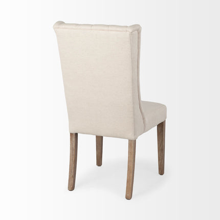 Tufted Cream and Brown Upholstered Linen Wing Back Dining Side Chair HomeRoots