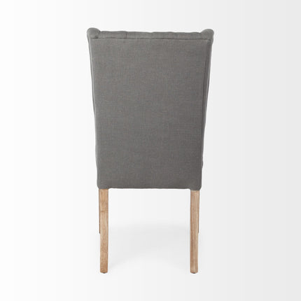 Tufted Gray and Brown Upholstered Linen Wing Back Dining Side Chair HomeRoots