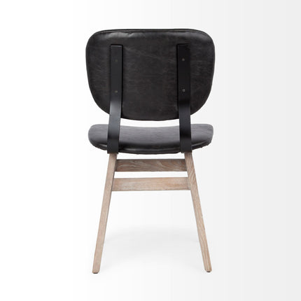 Set of Two Black and Brown Faux Leather Open Back Dining Side Chairs HomeRoots