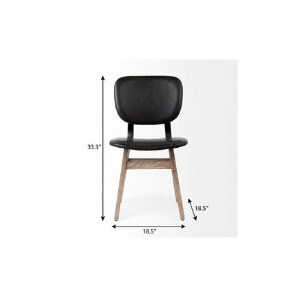 Set of Two Black and Brown Faux Leather Open Back Dining Side Chairs HomeRoots