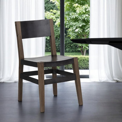 Black And Brown Metal and Wood Open Back Dining Side Chair HomeRoots