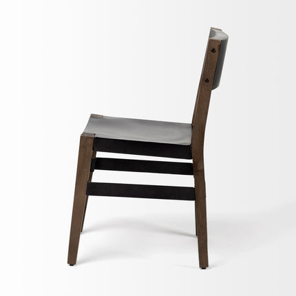 Black And Brown Metal and Wood Open Back Dining Side Chair HomeRoots