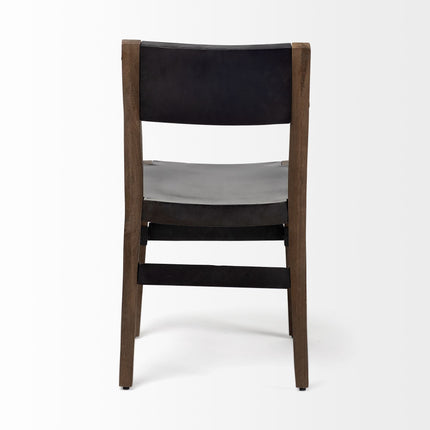 Black And Brown Metal and Wood Open Back Dining Side Chair HomeRoots