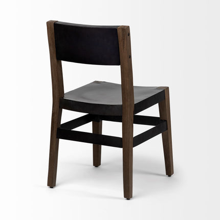 Black And Brown Metal and Wood Open Back Dining Side Chair HomeRoots
