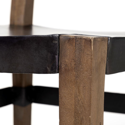 Black And Brown Metal and Wood Open Back Dining Side Chair HomeRoots