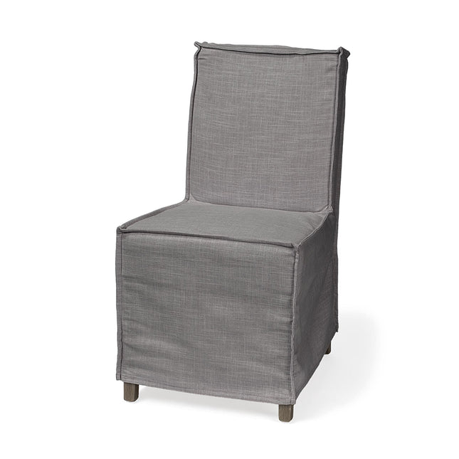 Set Of Two Gray And Brown Slipcovered Wood Parsons Chairs HomeRoots