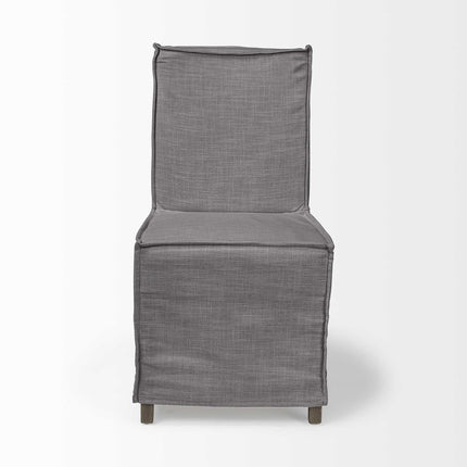 Set Of Two Gray And Brown Slipcovered Wood Parsons Chairs HomeRoots