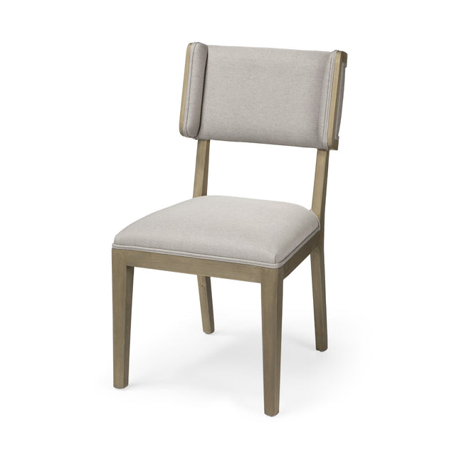 Set Of Two Light Gray And Brown Upholstered Fabric Open Back Side Chairs HomeRoots
