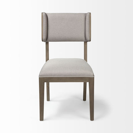 Set Of Two Brown And Light Gray Upholstered Fabric Open Back Side Chairs HomeRoots