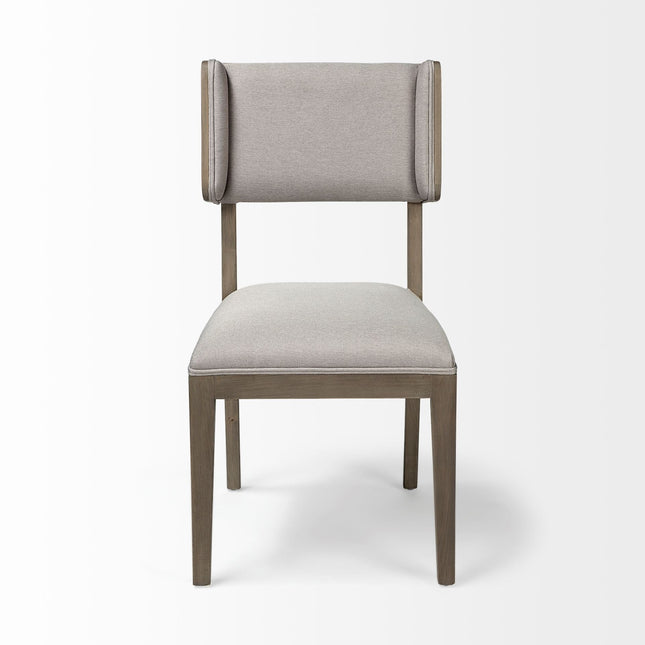 Set Of Two Brown And Light Gray Upholstered Fabric Open Back Side Chairs HomeRoots