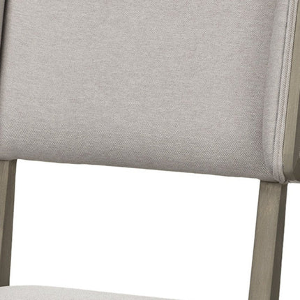 Set Of Two Brown And Light Gray Upholstered Fabric Open Back Side Chairs HomeRoots