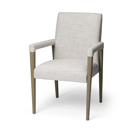 Cream and Brown Upholstered Fabric King Louis Back Dining Arm Chair HomeRoots