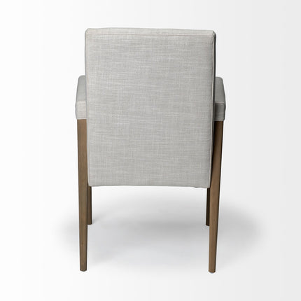 Cream and Brown Upholstered Fabric King Louis Back Dining Arm Chair HomeRoots