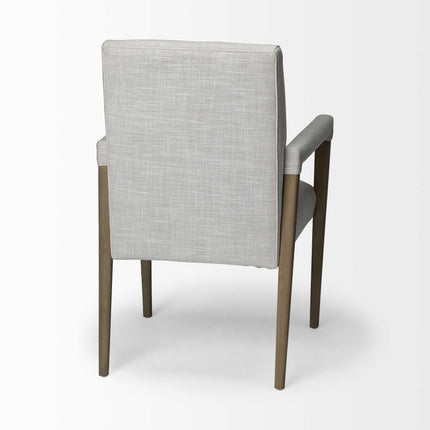 Cream and Brown Upholstered Fabric King Louis Back Dining Arm Chair HomeRoots
