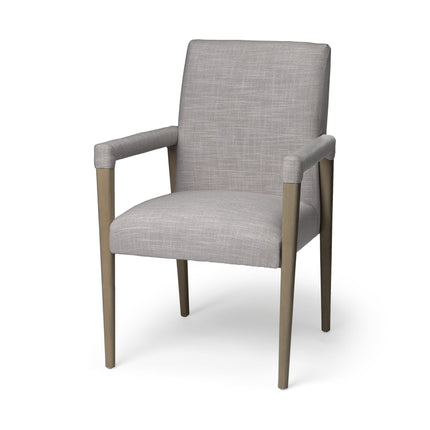 Gray and Brown Upholstered Fabric King Louis Back Dining Arm Chair HomeRoots