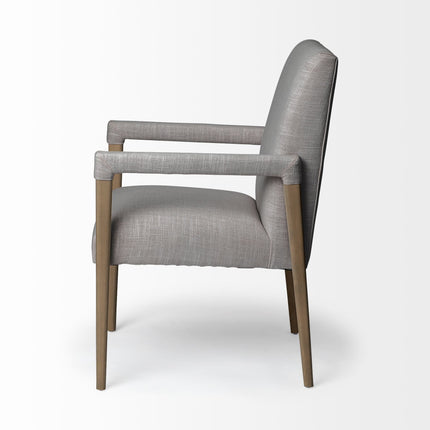 Gray and Brown Upholstered Fabric King Louis Back Dining Arm Chair HomeRoots