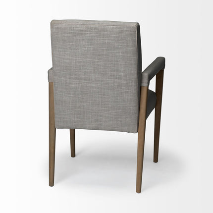 Gray and Brown Upholstered Fabric King Louis Back Dining Arm Chair HomeRoots