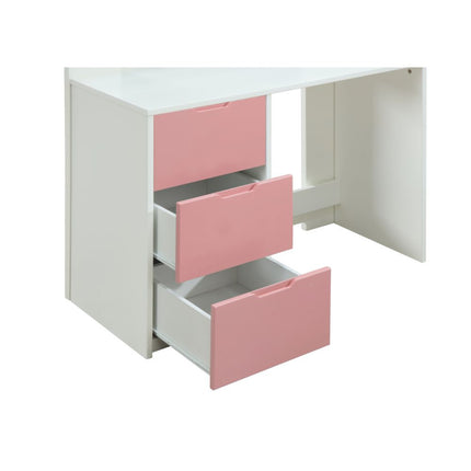 ACME 38040 Nerice Loft Bed, White & Pink (1Set/5Ctn)