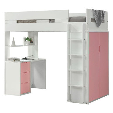ACME 38040 Nerice Loft Bed, White & Pink (1Set/5Ctn) ACME Furniture