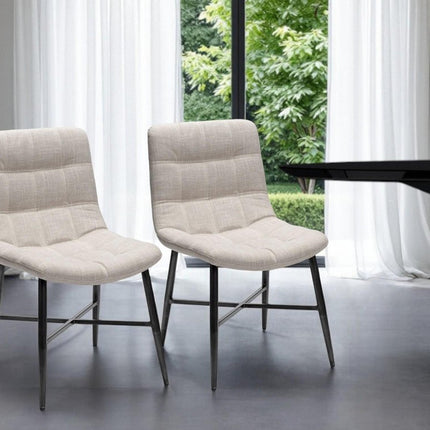 Set Of Two White And Black Upholstered Fabric Open Back Side Chairs HomeRoots