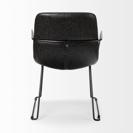 Black Upholstered Faux Leather Dining Arm Chair HomeRoots