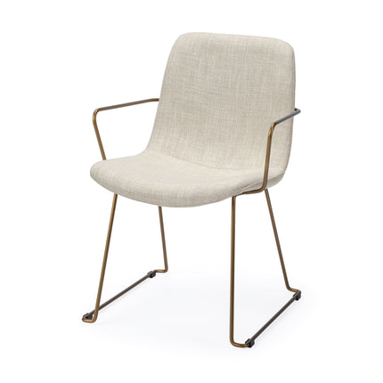 Cream and Gold Upholstered Fabric Dining Arm Chair HomeRoots