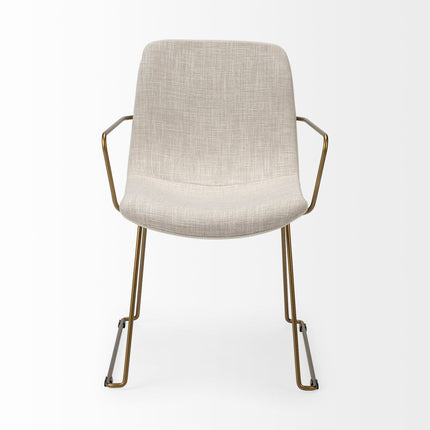 Cream and Gold Upholstered Fabric Dining Arm Chair HomeRoots