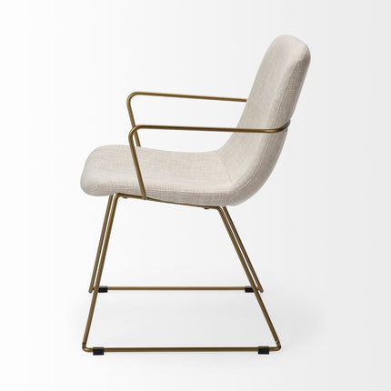 Cream and Gold Upholstered Fabric Dining Arm Chair HomeRoots