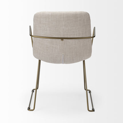Cream and Gold Upholstered Fabric Dining Arm Chair HomeRoots