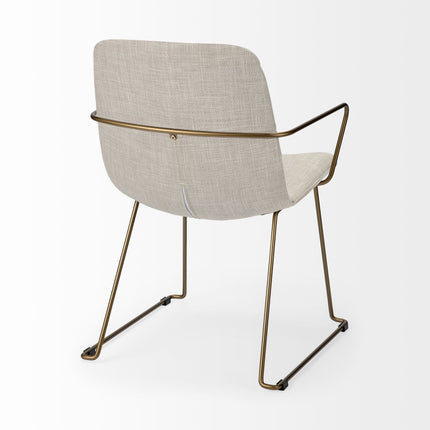 Cream and Gold Upholstered Fabric Dining Arm Chair HomeRoots