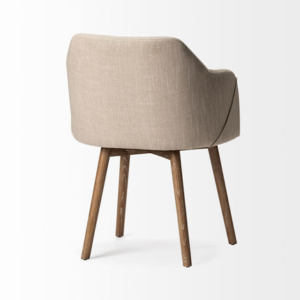 Cream and Brown Upholstered Fabric Dining Arm Chair HomeRoots
