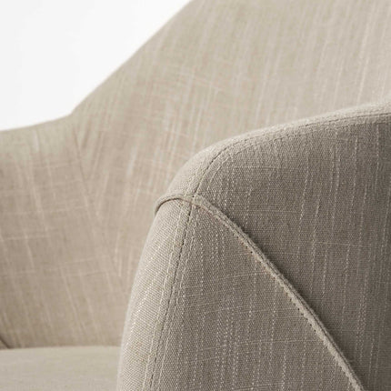 Cream and Brown Upholstered Fabric Dining Arm Chair HomeRoots