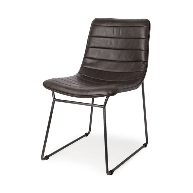 Set Of Two Black Upholstered Faux leather Side Chairs HomeRoots