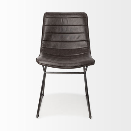 Set Of Two Black Upholstered Faux leather Side Chairs HomeRoots