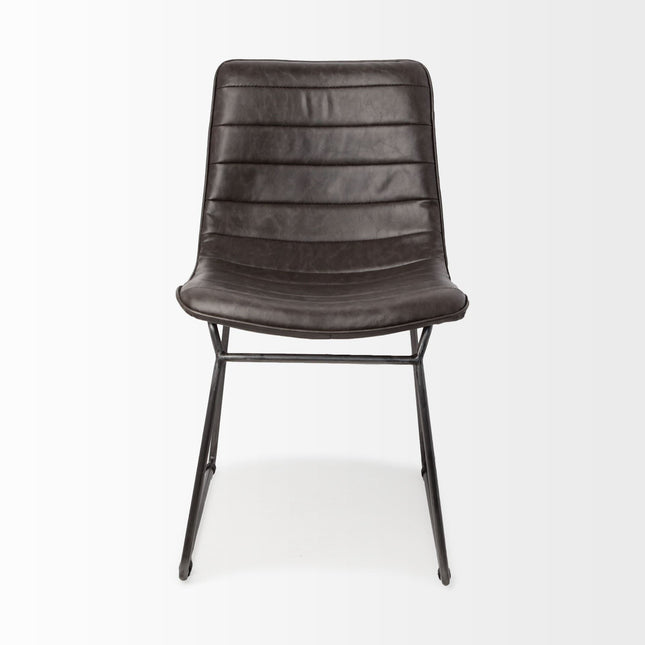 Set Of Two Black Upholstered Faux leather Side Chairs HomeRoots