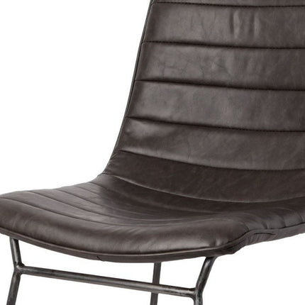 Set Of Two Black Upholstered Faux leather Side Chairs HomeRoots