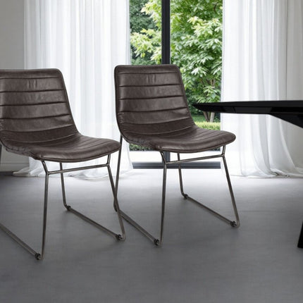 Set Of Two Black Upholstered Faux leather Side Chairs HomeRoots