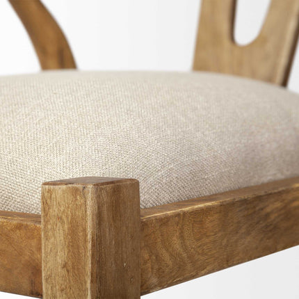 Beige And Brown Upholstered Fabric Wishbone Back HomeRoots