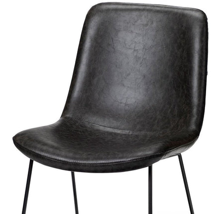 Set Of Two Black Upholstered Faux leather Side Chairs HomeRoots