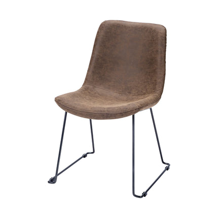 Set of Two Brown and Black Faux Leather Dining Side Chairs HomeRoots
