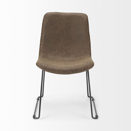 Set of Two Brown and Black Faux Leather Dining Side Chairs HomeRoots