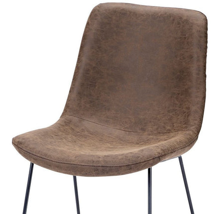 Set of Two Brown and Black Faux Leather Dining Side Chairs HomeRoots