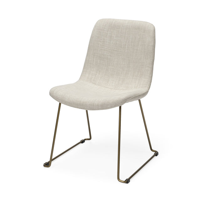 Set Of Two Cream And Gold Upholstered Fabric Side Chairs HomeRoots