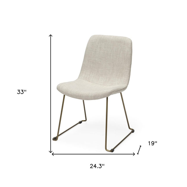 Set Of Two Cream And Gold Upholstered Fabric Side Chairs HomeRoots